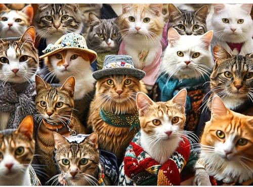 Jigsaw Puzzles for Adults 1000 Piece Jigsaw Puzzles for Adult Educational Game Challenge Toy 1000 Pieces Puzzle for Adults Kids.Educational Games Home Decoration.Theme:Fashion Cat Collection