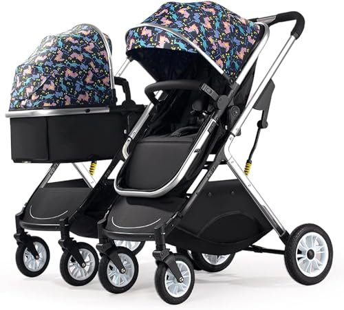 EYPKPL Passeggini Tandem in Lega di Alluminio Passeggino Doppio Sedile Comodo e Traspirante Passeggino gemellare con sedili indipendenti Pieghevoli