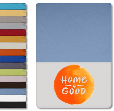 home4good Spannbettlaken 180x200cm – Jersey-Spannbetttuch aus 100 % Baumwolle – Oeko-TEX 100 Zertifiziert – bügelfrei, elastisch & atmungsaktiv – für 15–25 cm Matratzenhöhe - Hellblau