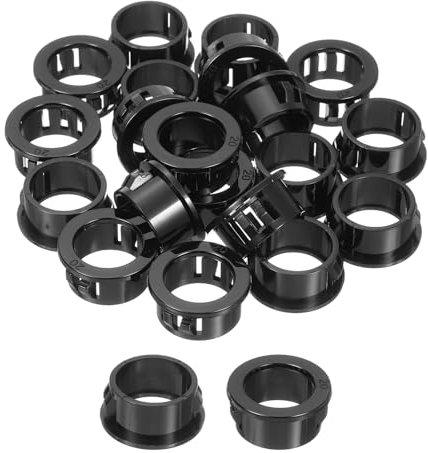 sourcing map Cable Snap Bushing Grommets, 26Pcs 20mm/0.79 Mounting Dia Nylon Snap Bushing Grommet, Round Snap in Cable Hose Bushing for Various Cables Tubes Wire, Black