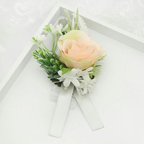 Ansteckblume, einzigartiges Design, Ansteckblume für den Bräutigam, Braut, handgefertigtes Armband, rosa Rose, Orchidee, Handgelenkblume, E
