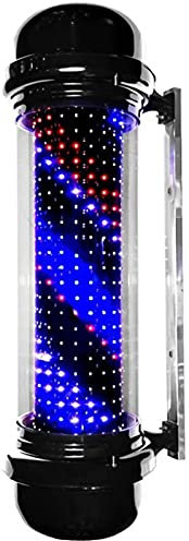 Lámpara de poste de barbero de 28 luces LED para poste de barbero - Letrero de peluquería de estilo clásico con tiras giratorias rojas, blancas y azules - Lámpara de pared exterior impermeable decor