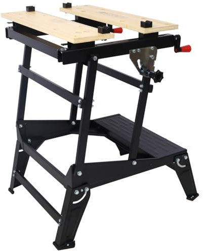 Multifunctional Workbench, Portable Foldable Workbench, Holds Up to 550 Pounds, with Adjustable Jaws, Vertical Clamping and Four Adjustable Rotating Pins, Suitable for DIY, Woodworking