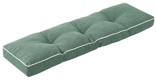 IPYNBAP Bench Cushion, 42 x 16 Inch Patio Furniture Cushions with Durable Ties, Soft Memory Foam Bench Cushions for Indoor/Outdoor Furniture with Non-Slip Bottom, Kitchen&Dining, Green