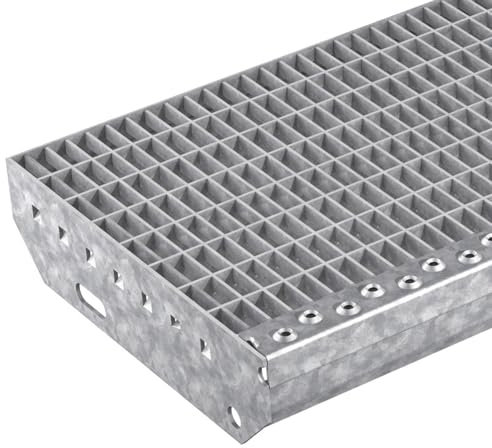 MEA - Marche en caillebotis MEASTEP - 1200 x 305 mm - Maillage 30/10, barre portante 40/2, galvanisée à chaud, antidérapante, marche en métal robuste pour escaliers, durable et résistante aux