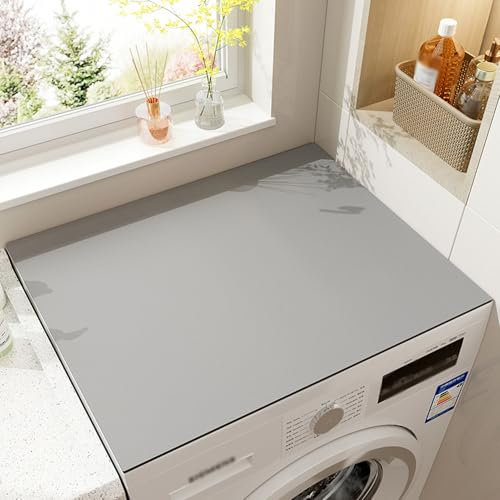 Tapis de Protection Antidérapant pour Dessus de Machine à Laver, Housse de Protection Dessus Machine à Laver Top Couverture pour Machines à Laver (Gris Clair,70x150cm)