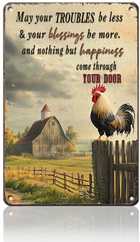 KIYOYO Rooster Kitchen Wall Decor Chicken Metal Signs Farm Rooster Crowing Sign Chicken Decor Welcome To My Mother Kitchen Home Fence Wall Decor 12x16 Inch Vintage Chicken Coop Tin Poster