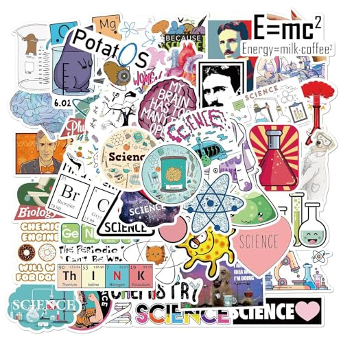 50PCS Laboratory Physics Stickers for Laptop Water Bottle Bike Car Luggage Computer Guitar Notebook Helmet Refrigerator,Science Laboratory Graffiti Waterproof Decals for Teenage Kids Adults