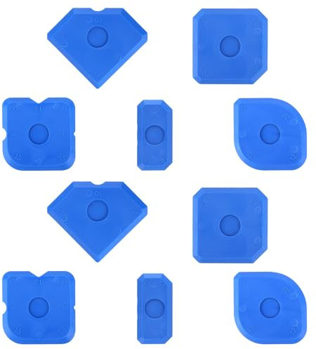 Gosknor 10uds Herramientas de Calafateo Plástico, Herramienta Acabado Sellador Raspador Lechada Reutilizable Raspador Lechada Portátil para Sellado Juntas Lavabo Ventanas y Pisos de Baño (Azul)