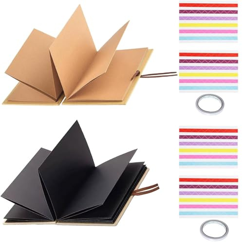 ERBO 2 Stück Fotoalbum zum Selbstgestalten (17,5x11,5cm), Fotoalbum Klein Fotoalben, DIY Scrapbook FotobuchKann als Abschluss Geschenk, Geburtstagsgeschenk, Hochzeitstagsgeschenk (Hellbraun+Schwarz)