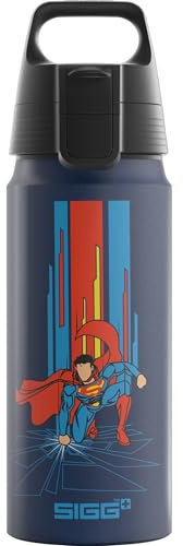 SIGG - Gourde en aluminium pour enfant - WMB ONE Superman bleue - Convient aux boissons gazeuses - Anti-fuite - Légère comme une plume - Sans BPA - Pour le sport et