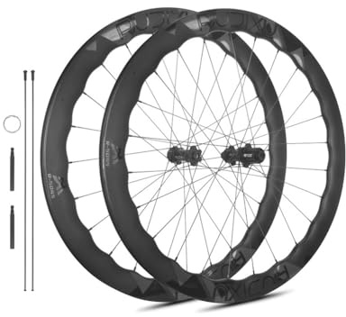 LSRRYD 700C Ultraleichter Carbonfaser-Radsatz Center-Lock-Scheibenbremse, 5045mm Rennradfelgen 100/142mm Steckachse, Tubeless Ready-Rad Für 8-12S-Kassette, Abgedichtete Lager, 54T-Ratsche(HG)
