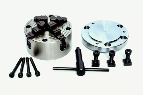 Amz456 Drehfutter, 4 Backen, 100 mm, Frontmontage mit passender Rückplatte