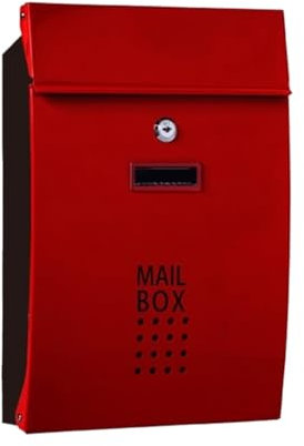 Cassetta Postale per pacchi da Esterno, Moderna, con Serratura, da Parete, per casa, Scuola, Decorazione, Posta, Posta? Esterno (Rosso 25,5 * 8,5 * 37,5 cm)