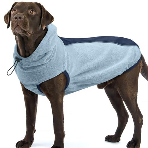 Katzinst Winterjacke Hund, Hundejacke, Winterjacken & Wintermäntel für Hunde | Warm & Leichter Hundeweste Fleece für Kaltem Wetter, Fleece Pullover Hund Groß, Hundepullover Labrador, Blau (4XL)