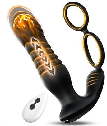 3 EN 1 Masseurs de Prostate sex toýs homme，vibromasseur avec Anneau Pénien, extenseur homme Télécommandé, Plug anal gode vibrateur avec 9×9 modes de poussée vibrant portabl Pour Couple sex toys