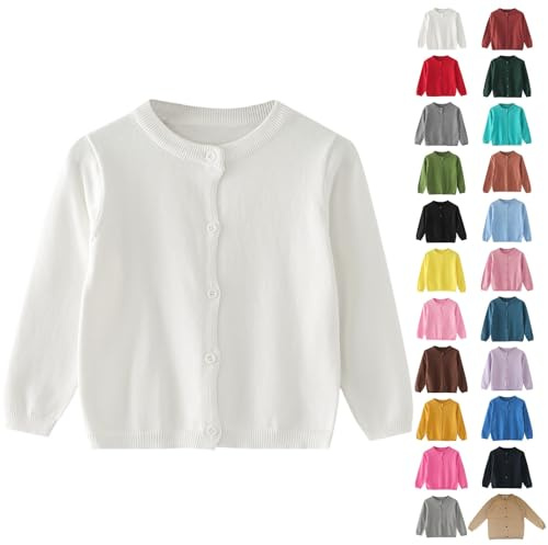 Mädchen Strickjacke mit Knopfleiste Einfarbig Cardigan Kinder Langarm Strickpullover Gestrickte Pullover Baby Warme Stricken Pulli Süß Mantel