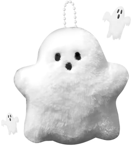 Porte-clés Fantôme en Peluche Halloween, Adorable Pendentif Fantôme en Peluche pour Femme et Homme, pour Écouteur Sac Portefeuille Sac à Dos Charme