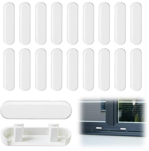 20 Pack Window Drainage Cover Caps, Vent Weep Hole Covers for UPVC Window, Plastic Water Caps Sill Drainage Decorative Covers, Used for Double Glazing Upvc Windows, Replacement Windows Accessories