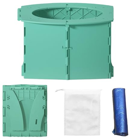 LEKEFETO Faltbares Kindertöpfchen mit Tragetasche – Tragbare Reisetoilette für Auto, Camping & Outdoor, Kompakt & Leicht (Grün, 23x23x15cm)