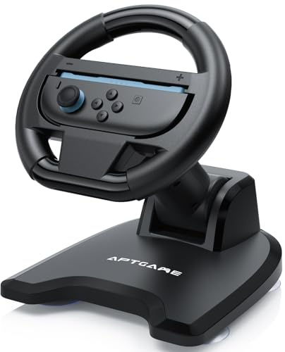 APTGAME Steering Wheel for Switch/Switch 2 Joy Con (2025), Switch 2 Racing Wheel for Mario Kart World & 8 Deluxe, Mini Racing Wheel with 4 Suction Cups,for Kids and Adults Playing Kart World