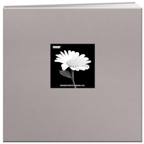 Pioneer Photo Albums 12x12 Fabric Frame Post Bound Scrapbook, Platinum Gray