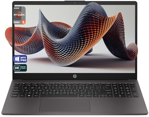 HP 255 G10 Business Laptop, AMD Ryzen 5 7530U, 32 GB DDR4 RAM, 1 TB PCIe SSD, 15.6 IPS FHD Display, AMD Radeon Graphics, QWERTZ Tastatur, Windows 11 Pro, Anthrazit