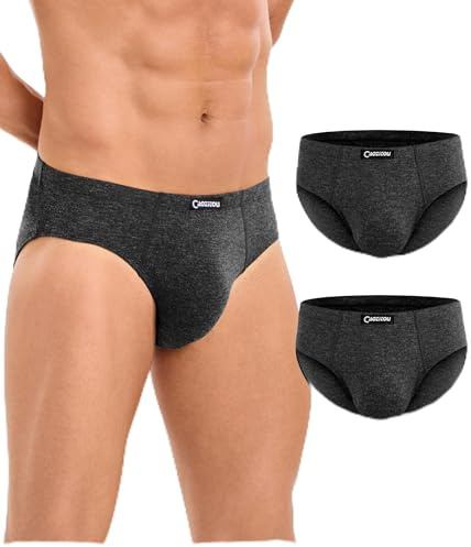 CAOZITOU Men's Wool Underwear, Merino Underwear Wooly Briefs, Moisture-Wicking Soft Breathable Briefs 2 Pack Darkgrey