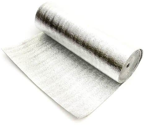 1 Pack Radiator Foil 1.5 mm Thick 5 Metres Reflective Heating Insulation Thick Double Sided Energy Saving Aluminium Foil Insulating Heat DIY Roll Home Wall Floor Ceiling Loft Easy to Cut