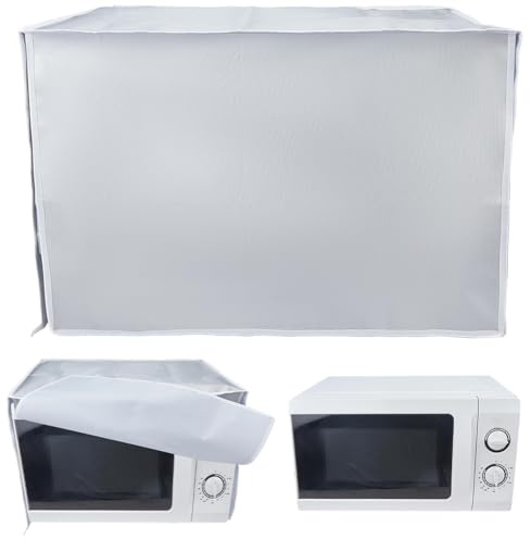 CREATCABIN Microwave Oven Dust Cover Extra Large Air Fryer Cover Silver Oxford Cloth Waterproof Front Opening Appliance Airfryer Dustproof Protector for Home Electric Pressure Cooker 21.3x13.8x16.9 In