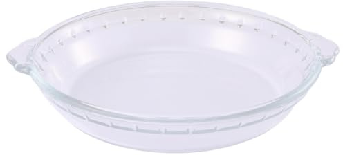 HOMSFOU Microwave-Safe Glass Pie Plate 9-inch Oven Bakeware Dish for Household Kitchen Use