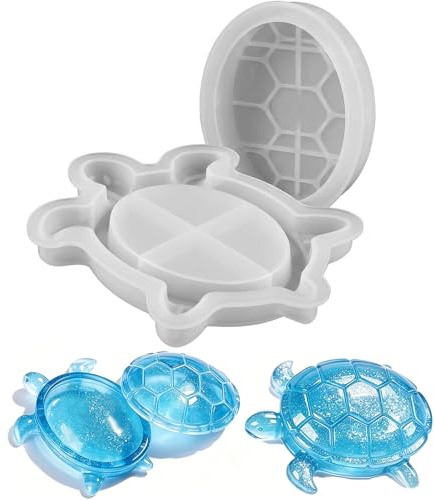 2pcs Resin Moulds, Ocean Theme Turtle Box Mold for DIY Crafting, Reusable Tool for Home Decor and Gift Making