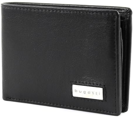 bugatti City Line RFID Coin Wallet with Flap 4CC Metal Logo Black