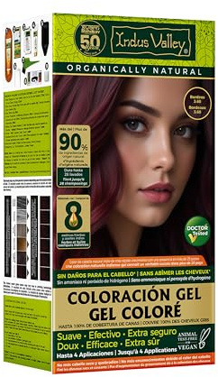 Indus Valley natürliche, organische, schadensfreie, permanente Gel-Haarfarbe, bis zu 100% Grauabdeckung | Von Ärzten empfohlen, Bio-Natur-zertifiziert - Burgunderrot 3,6 (20 g + 200 ml) 1 Stück
