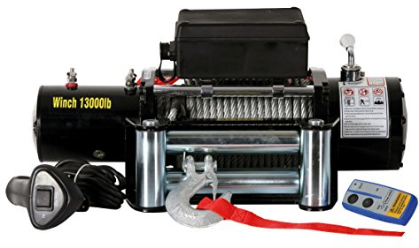 Berger + Schröter 31807 12V Profi-Seilwinde – 5900 kg/ 11800 kg Zugkraft, 26 m Stahlseil, Rollenfenster, Funk- & Kabelfernbedienung, Relaisbox für Auto, KFZ, Quad, ATV, Buggy