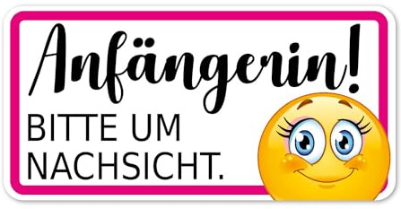 younikat Aufkleber Anfängerin Smile 20x10 cm - kfz283 | Fahranfängerin Führerschein, witterungsbeständig, vergilbungsfrei, UV-beständig