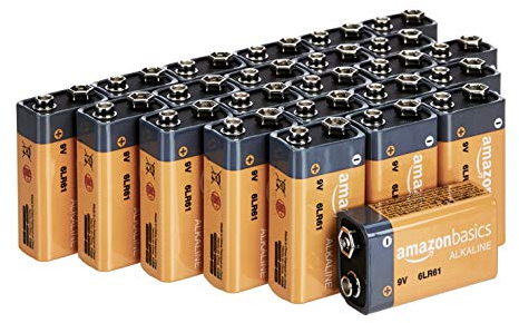 Amazon Basics Alkali-Batterien, 9 V, 9 V/6LR61, 5 Jahre lagerfähig, für Rauch-/CO-Melder, Elektronik und Audio, 24 Stück