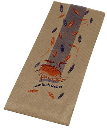 BAMI 1000 Stück Faltenbeutel Bäckerfaltenbeutel Brötchentüte Bäckertüte - 12+5x28cm - Braun Einfach Lecker #419