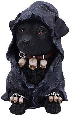 Nemesis Now Hundefigur Sensenmann, Polyresin, Schwarz, 17 cm
