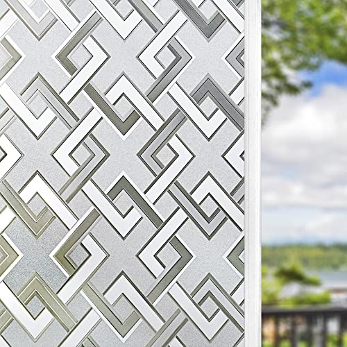 Finnez Fensterfolie Sichtschutz Selbsthaftend Blickdicht Sichtschutzfolie Quadratform 90x400cm Milchglasfolie Statisch Haftend Anti-UV Dekorfolie Konferenzraum Wohnzimmer Küche Büro
