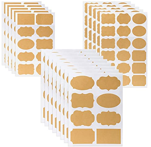YXHZVON Etiquetas Kraft Etiqueta autoadhesiva de papel Kraft DIY Etiquetas adhesivas Kraft en blanco Etiquetas de regalo para tarros de albañil y decoración de regalo, 18 hojas (204 piezas)