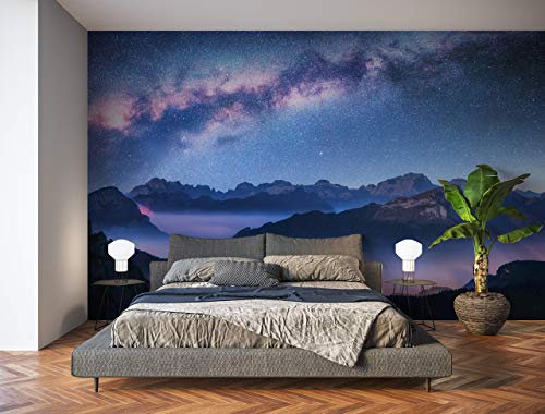 Oedim Wandtattoo aus Vinyl für die Wand Landschaft Berge Nacht | Wanddekoration | Kindertapete | 600 x 300 cm | Dekoration für Esszimmer, Wohnzimmer, Schlafzimmer