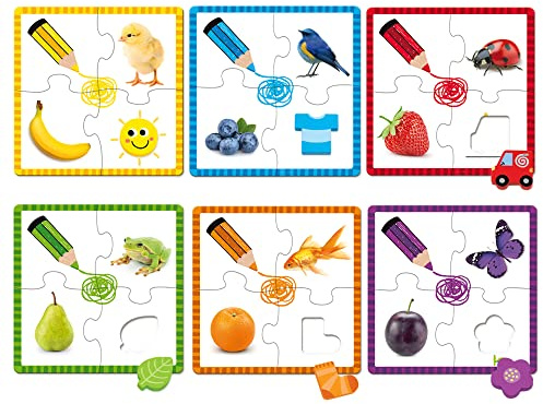 Jumbo Diset Goula- 6 Color Puzzles en Bois et Carton pour Apprendre Les Couleurs dès 2 Ans, 53475
