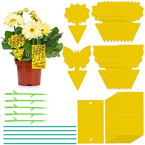 40er-Pack Insekten-Mücken-Fallen, Fliegenfallen, Klebrige Fliegenfallen, Selbstklebende Fallen für Garten, Obstbäume, Pflanzen (Gelb-2)