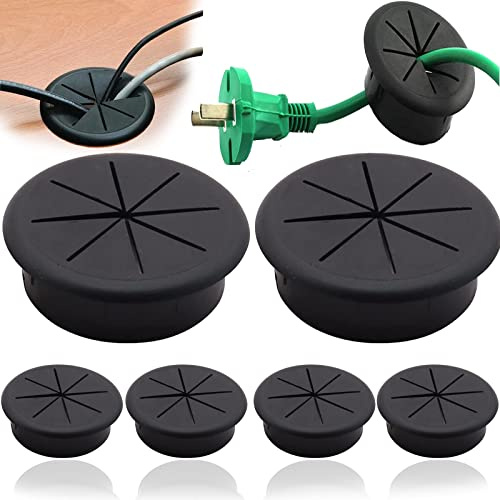 mohito 6pcs 60mm Pasacables Ordenador Tapa Pasacables Mesa Oficina Cubiertas para Orificios de Escritorio para Escritorios Oficinas y Encimeras Negras