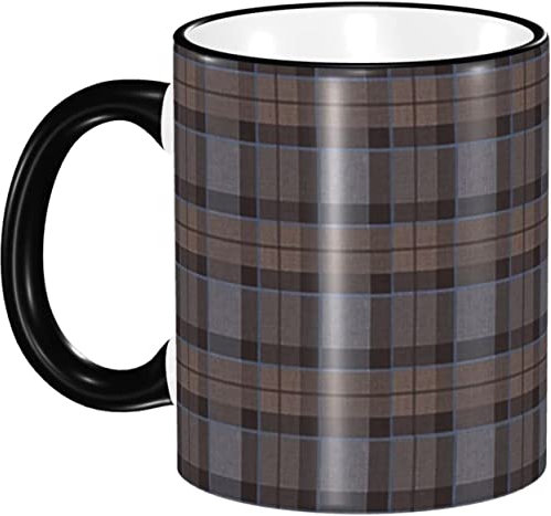 DENSUL 330 ml Keramiktasse Fraser Hunting Tartan Plaid Mug Große Kaffeetasse Teetasse Geeignet für Küche Restaurant Büro
