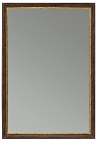 CLAMARO Wandspiegel Ulrich, Braun Gold, 60 x 120 cm, Fichtenholz | Echtglas Spiegel, Metall Aufhänger, Hoch- und Querformat, für Flur Bad Garderobe, inkl. Montagematerial