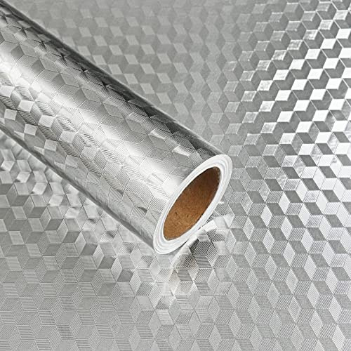 HotDecor Abwaschbare Tapete Silber Küchenfolie Selbstklebend Arbeitsplatte Folie Küche 60cm X 300cm Klebefolie Möbel für Küchenschränke Dekofolie Silbergraue Tapete Selbstklebend Küchenrückwand Folie