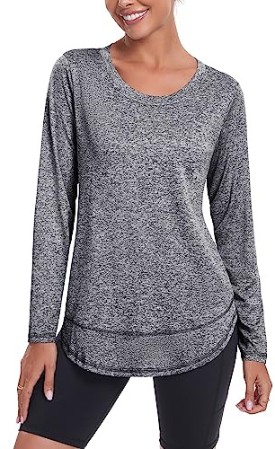 Deaviya Camisa Deportiva de Manga Larga para Mujeres, Camisa de Carrera de Manga Larga Suelta, Camisa de Manga Larga Blusa Deportiva para Mujeres, Camisa Funcional de Manga Larga