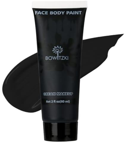 Bowitzki Face and Body Paint 2oz Cream Makeup 60ml Water Based Face Painting Special Effects For Adults Children Kids Halloween Christmas Party Stage Cosplay (Schwarz)